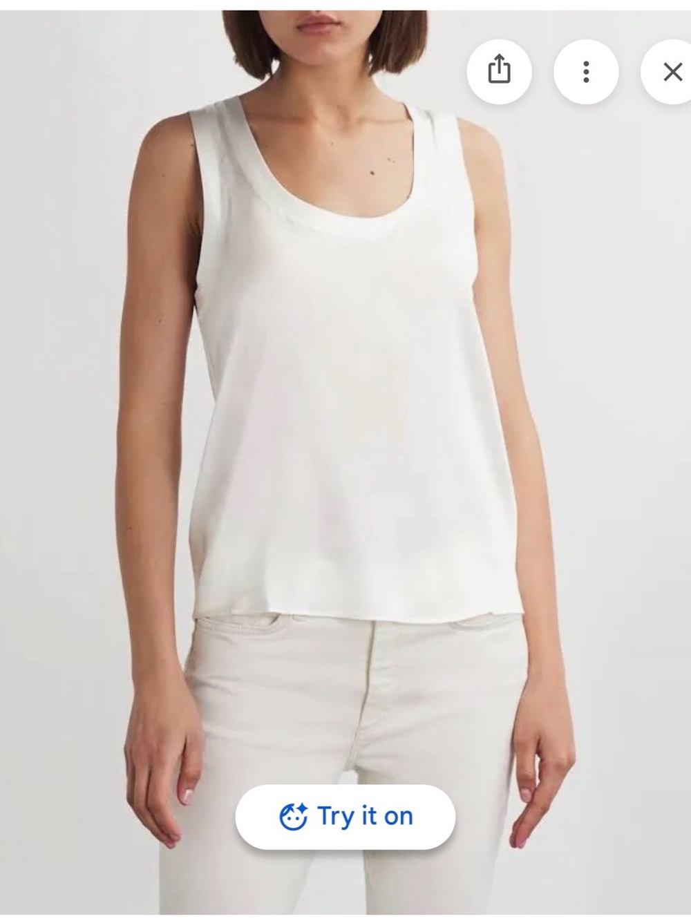 Maje White Scoop Neck Silk Tank